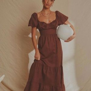 Brown Linen Maxi Dress